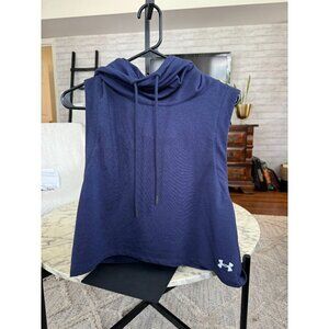 Under Armour Womens Cropped Sleeveless Sweatshirt with Hoodies Blue Size M
